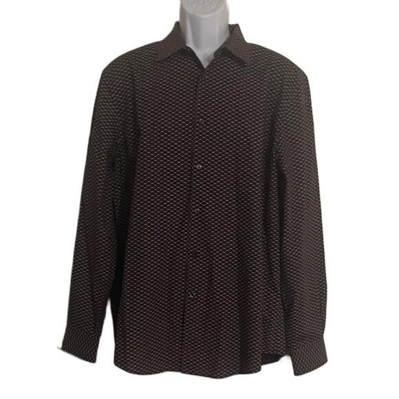 Perry Ellis Shirt Mens Long Sleeve Purple Non Iron Cover Button Spread Collar XL - Picture 1 of 6